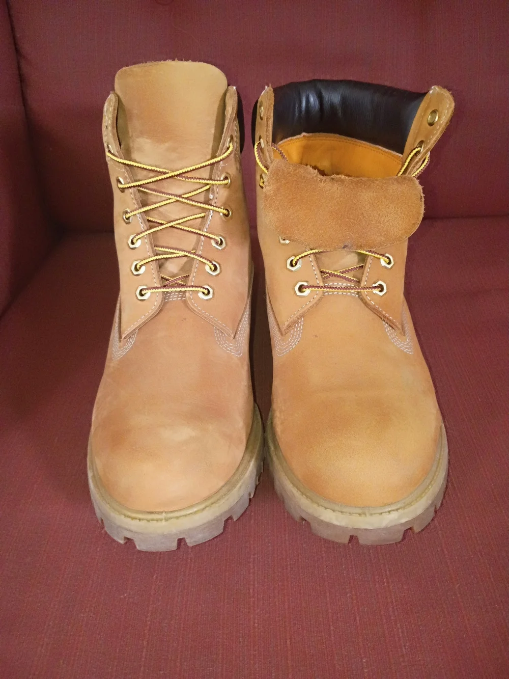 Timberland Wheat Nubuck Men's Work Boots with Black Collar